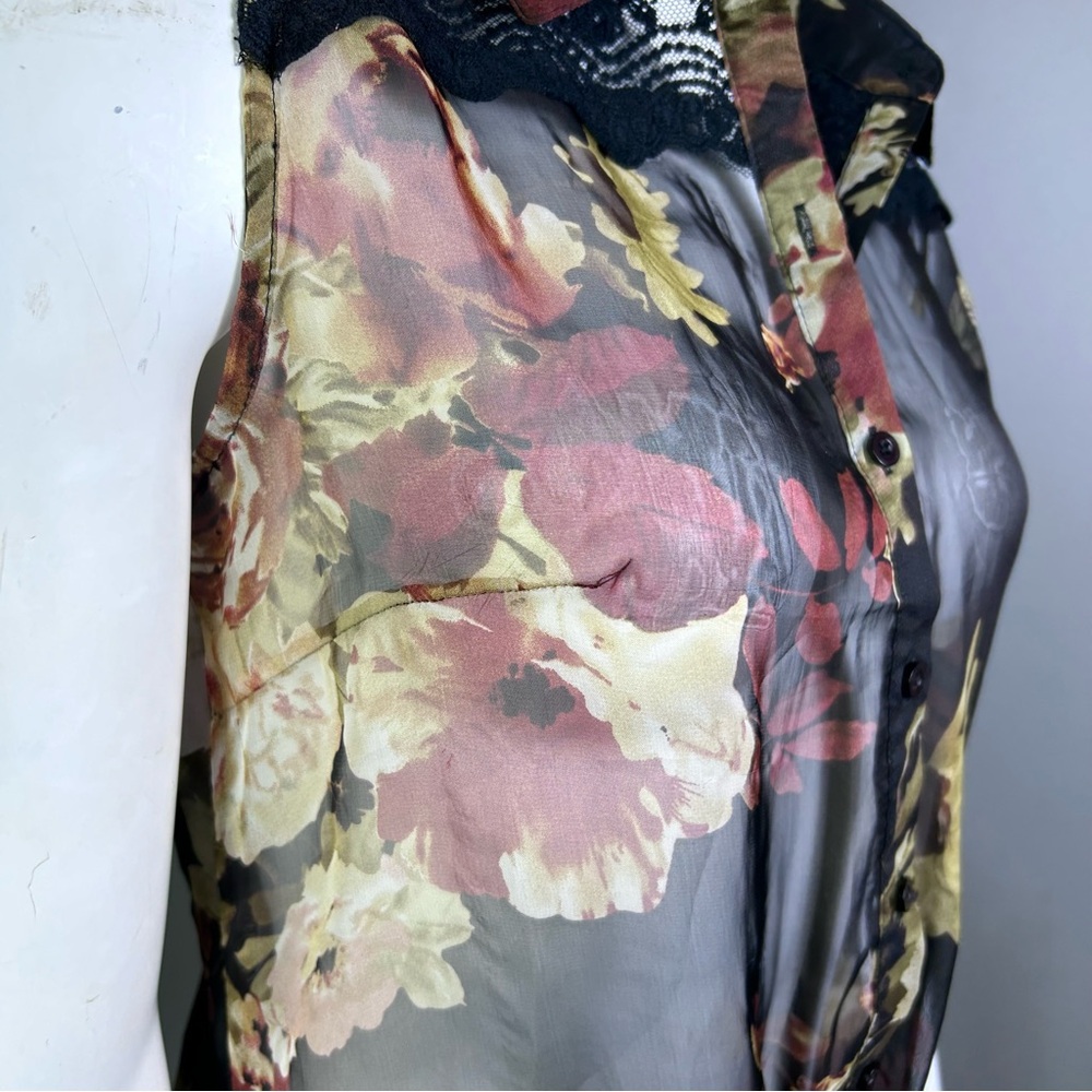 Wet Seal top Medium vintage sheer floral lace blouse romantic goth emo 90s - Picture 6 of 13
